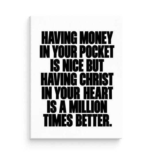 Christ In Your Heart Christian canvas with bold black typography on white, 30 × 40 cm